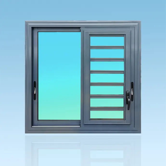 Coulissant fenêtre 2 vantaux 2 rails + jalousie