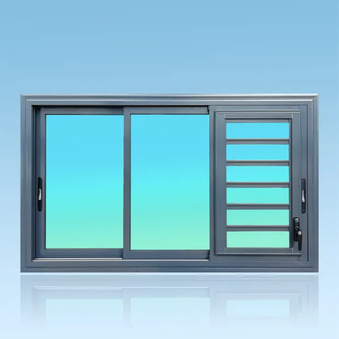 Coulissant fenêtre 3 vantaux 3 rails + jalousie