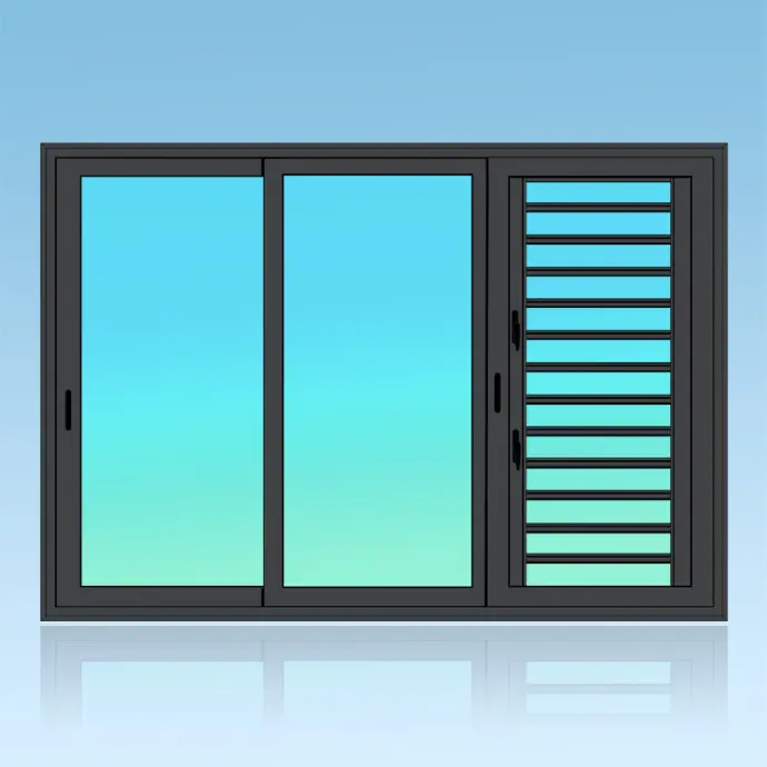 Coulissant porte 3 vantaux 3 rails + jalousie