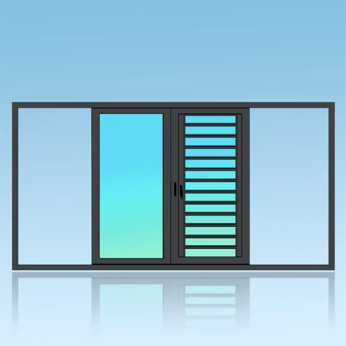 Coulissant porte en applique 2 vantaux 1 rail + jalousie