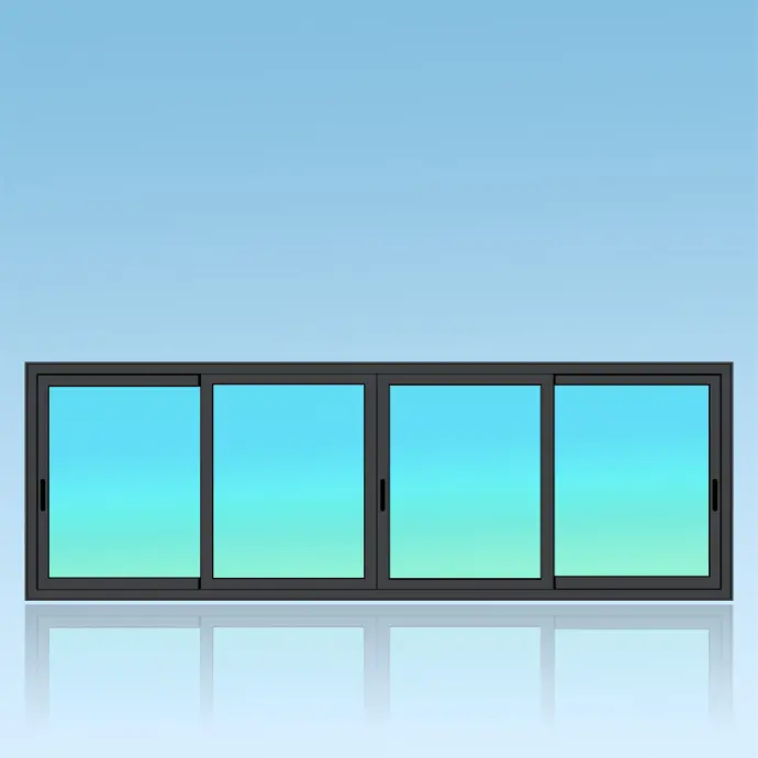 Coulissant fenêtre 4 vantaux 2 rails