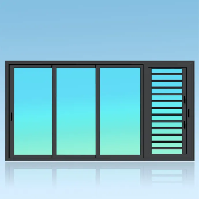 Coulissant porte 4 vantaux 4 rails + jalousie