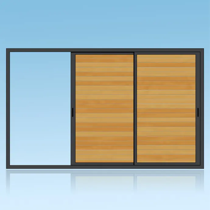 Volet coulissant 2 vantaux 2 rails