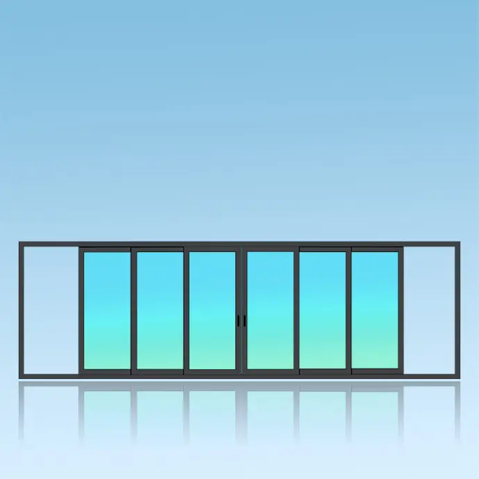 Coulissant applique 6 vantaux 3 rails