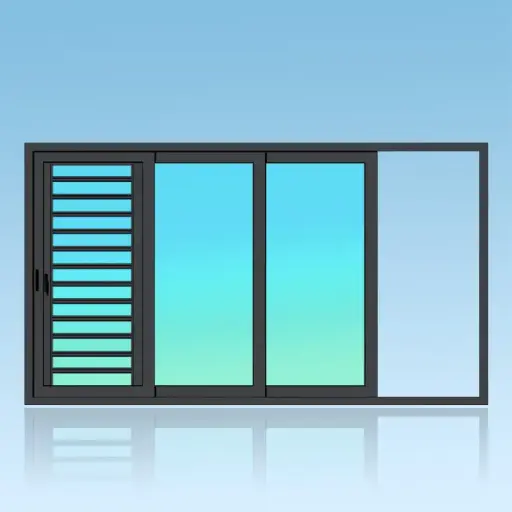 [CA33+J] Coulissant applique 3 vantaux 3 rails + jalousie