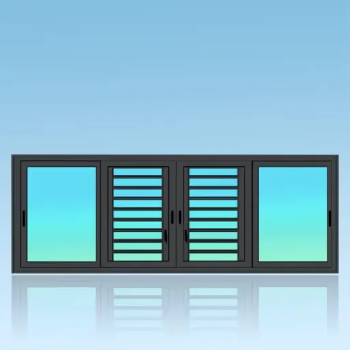 [CF42+J] Coulissant fenêtre 4 vantaux 2 rails + jalousie